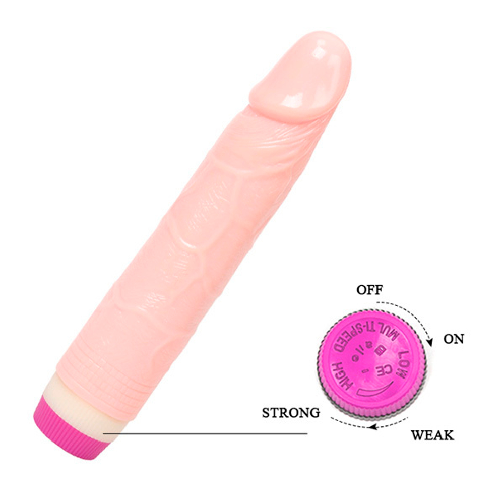 Телесный вибратор 20,5см с ярко очерченной головкой Baile Fantasy Vibe BW-001061