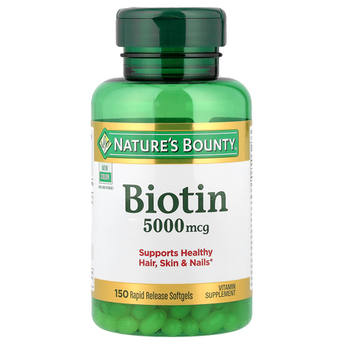 Nature's Bounty, биотин, 5000 мкг, 150 капсул с быстрым высвобождением
