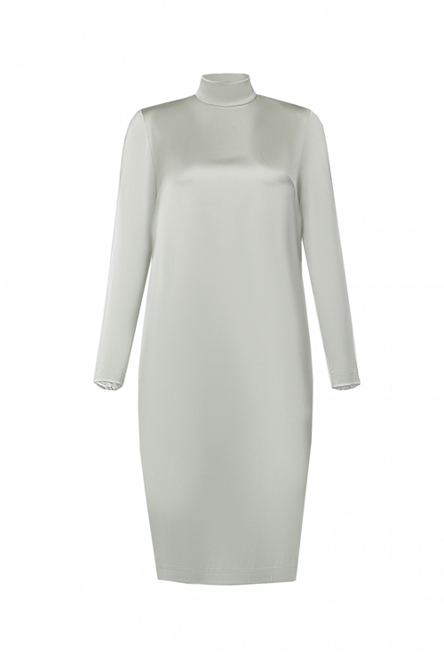 Шелковое прямое платье мятное 06-01-21 FW