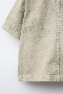 ZARA РУБАШКА С ЭФФЕКТОМ ПОТЕРТОСТИ, СЕРЫЙ