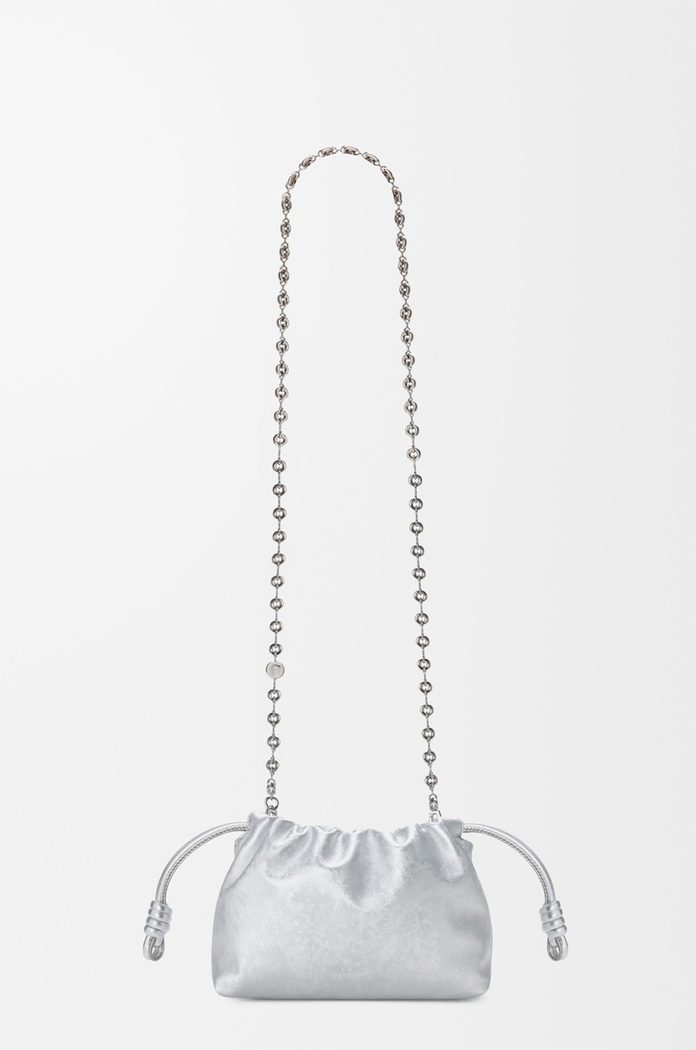 Loewe Мини-сумка Flamenco из телячьей кожи с муаровым принтом, серебряный