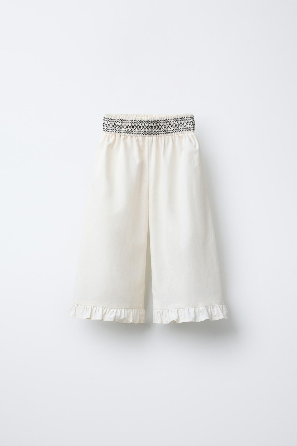 ZARA БРЮКИ С ВОЛАНАМИ, ЭКРЮ