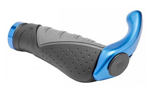 Рукоятки руля (пары) модель XH-G83BL 130 мм чёрно-серо-синие с рогами арт.150128 (10317080/061114/0000581, Китай)