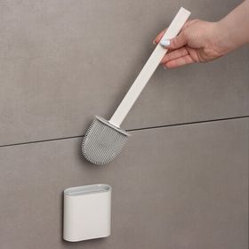 Ершик настенный плоский для унитаза туалета с силиконовой щетиной 4,3 х 9,5 х 36 см