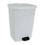 Ведро мусорное с педалью 12 л вязаный узор белый