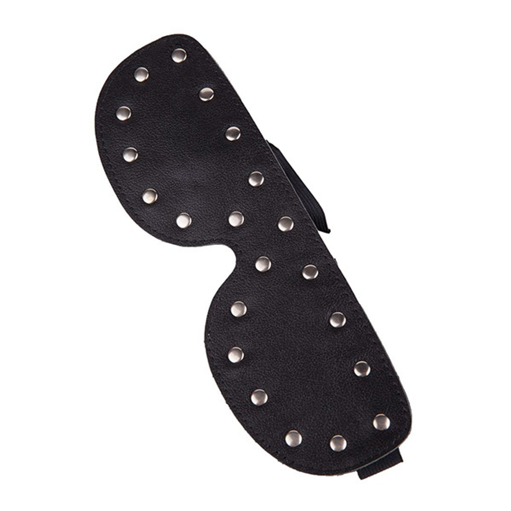 Черная кожаная маска на глаза с клёпками и велюровой подкладкой Sitabella BDSM Accessories 3082-1