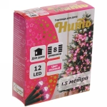 Гирлянда для дома 1,5м 12 ламп LED зелёный пров.,8 реж, IP-20, Розовый