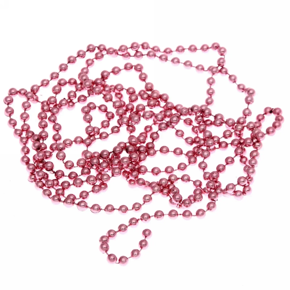 Бусы на елку 2,7м «Шарик» d-6мм, розовое золото (pvc коробка)