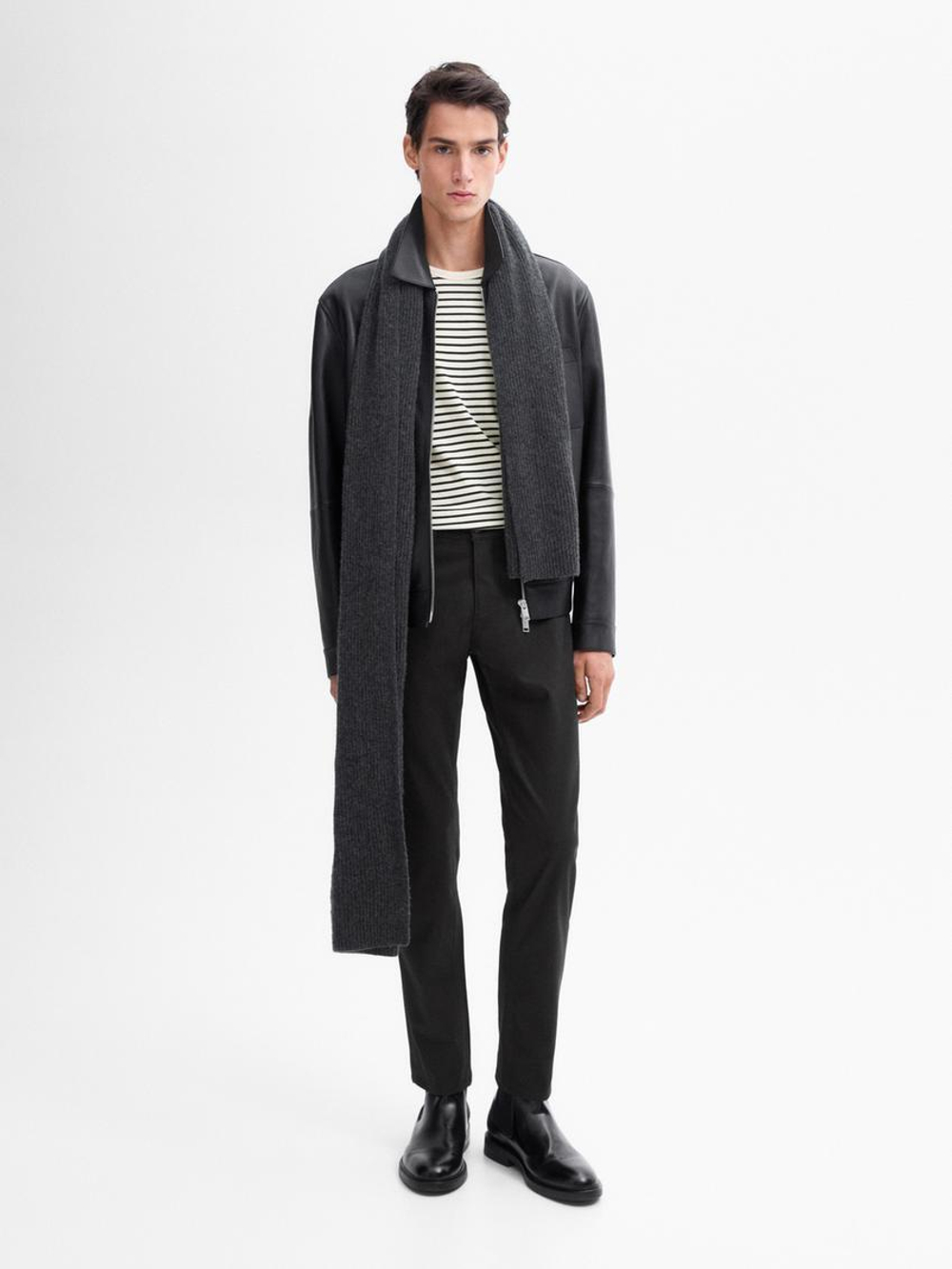 Massimo Dutti Зауженные брюки из смесового хлопка, серый