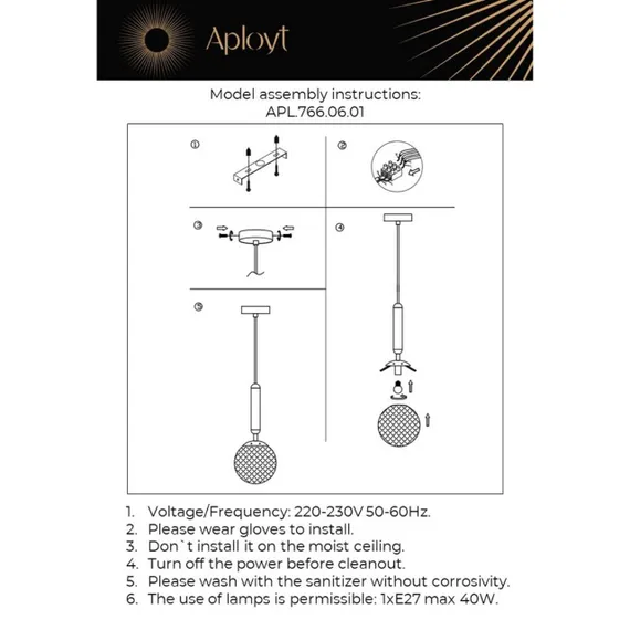 Светильник подвесной APL.766.06.01