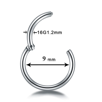 Кольцо-кликер с замком 9 мм толщиной 1.2 мм для пирсинга. Медицинская сталь