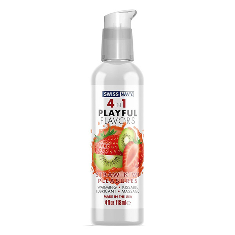 Массажный гель 4в1 с ароматом клубники и киви Swiss Navy Playful Flavors Straw-Kiwi Pleasures 118мл