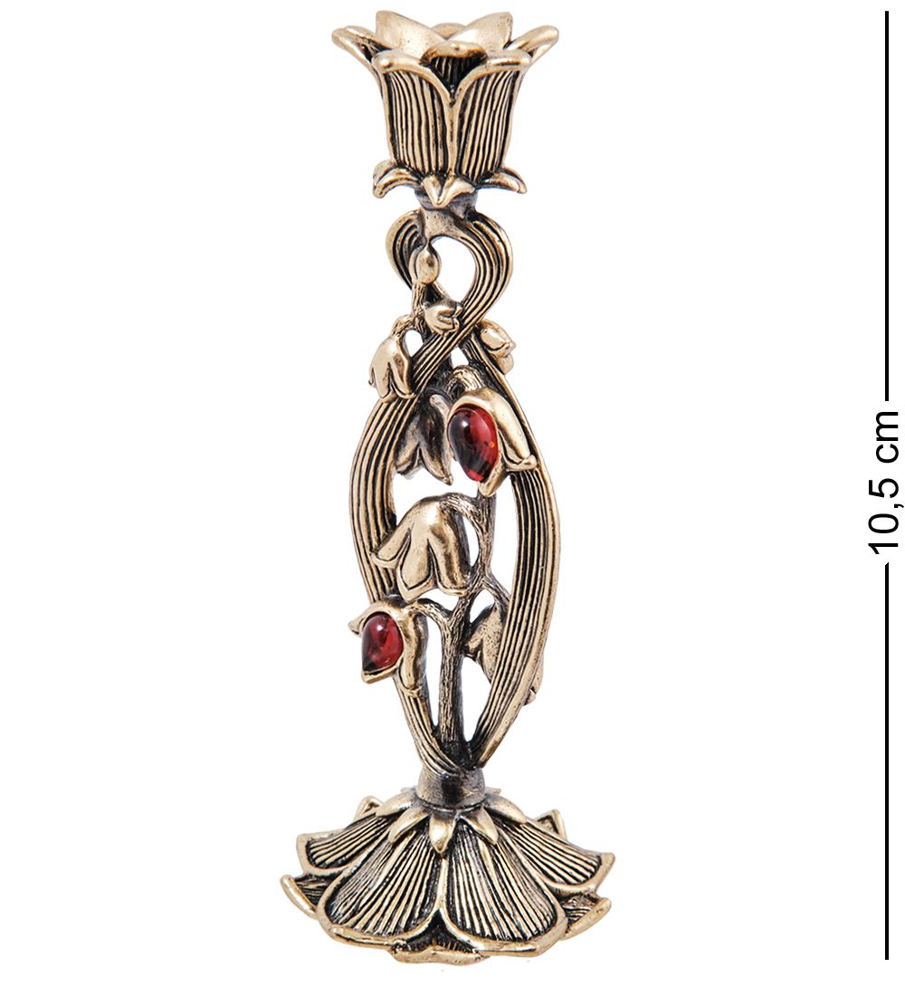 Народные промыслы AM-4003 Подсвечник «Подснежник» (латунь, янтарь)