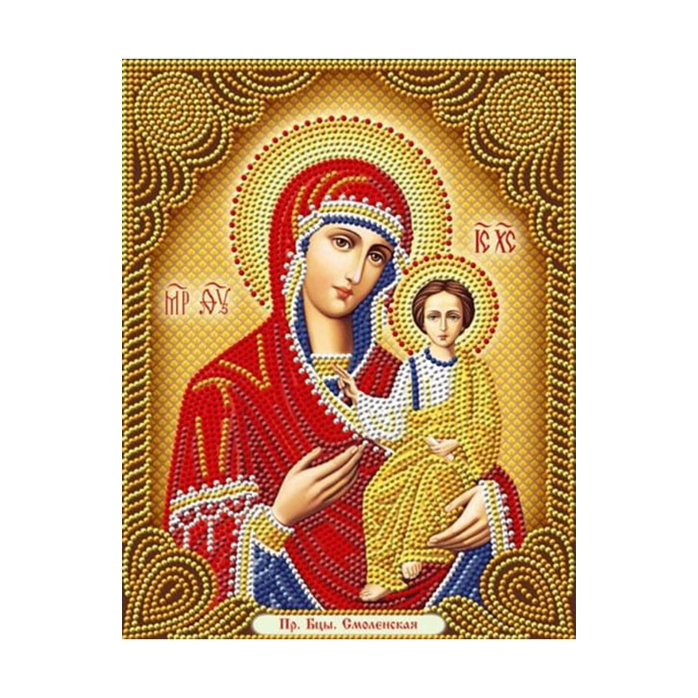 Алмазная мозаика Alingar, на подрамнике, с частичным заполнением, (блест.), 27х33 см, 8 цветов, "Икона Смоленской Пресвятой Богородицы"