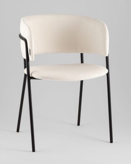 Кресло Нэлли New буклированный велюр белый, черные ножки металл