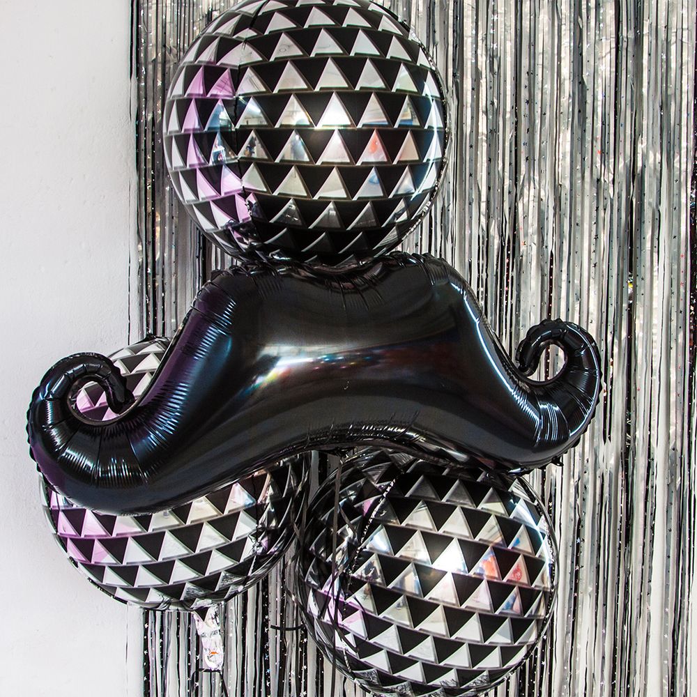 Шар (35"/89 см) Фигура, Усы, Черный 1 шт.