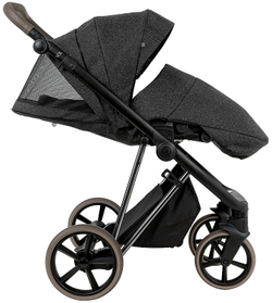 Детская коляска Roan Sol Vintage Luxury 2.0 3 в 1 с автокреслом Tutis Elo Lux EduSky Black PIX/55/D Pixel/Dark/Nickel/руч.Cappuccino