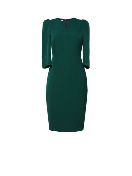 Платье зелёное с фигурной горловиной 09-03-19FW