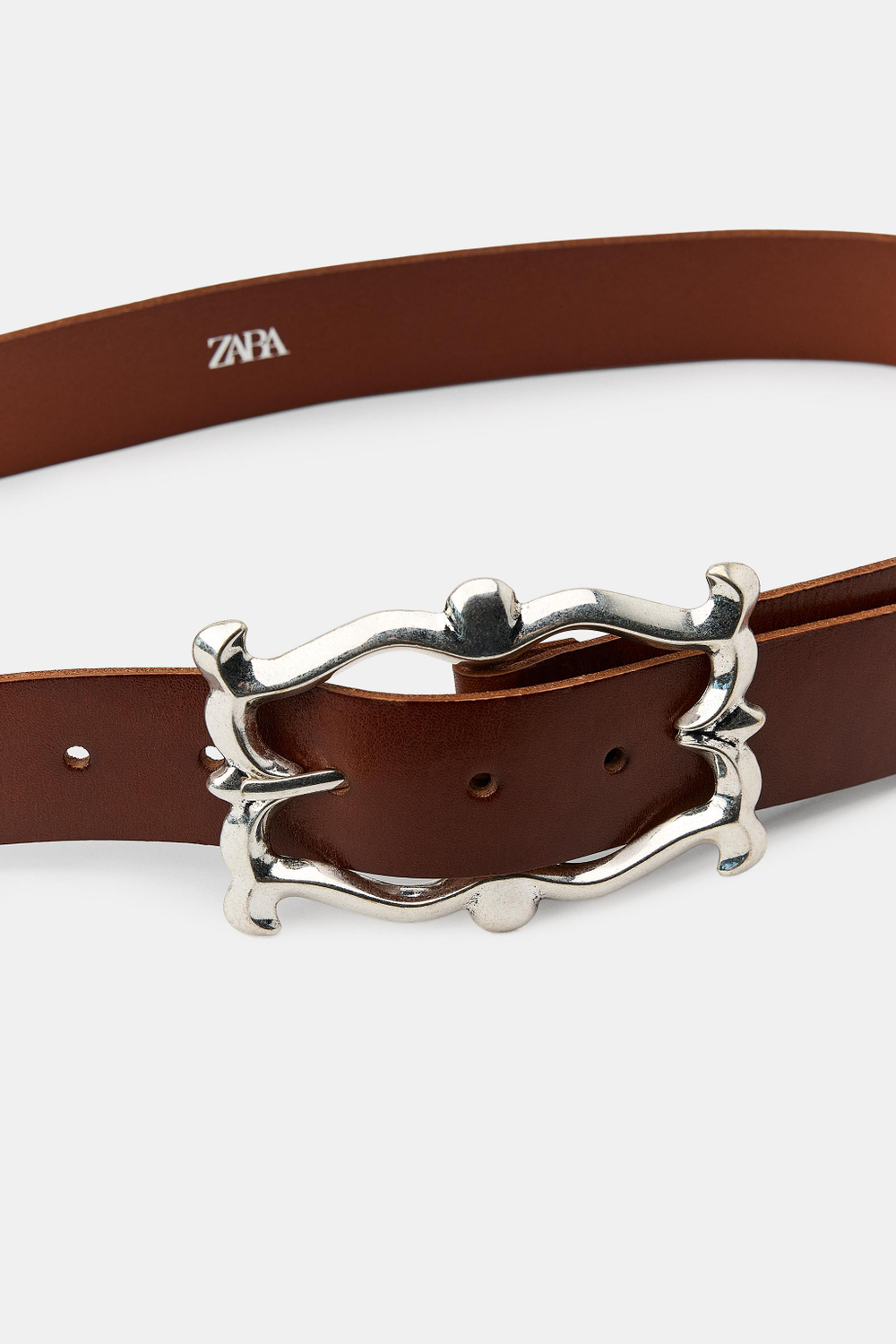 ZARA РЕМЕНЬ ИЗ 100% КОЖИ С ОРГАНИЧЕСКОЙ ПРЯЖКОЙ, КОРИЧНЕВЫЙ