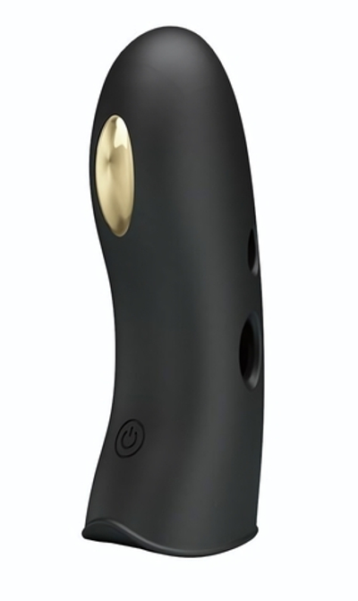 Черная вибронасадка на палец с электростимуляцией Marico (Цвет: черный)