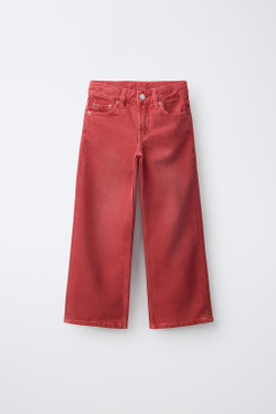 ZARA ДЖИНСЫ WIDE LEG, КРАСНЫЙ