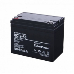 Аккумулятор CyberPower Аккумуляторная батарея RC 12-33 12V / 33Ah (клемма М6, ДхШхВ 197х130х159мм., высота с   клеммами170, вес 10,1кг., срок службы 10 лет)