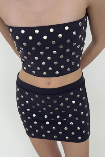 ZARA ТОП БАНДО С ЗАКЛЕПКАМИ, СЕРЫЙ