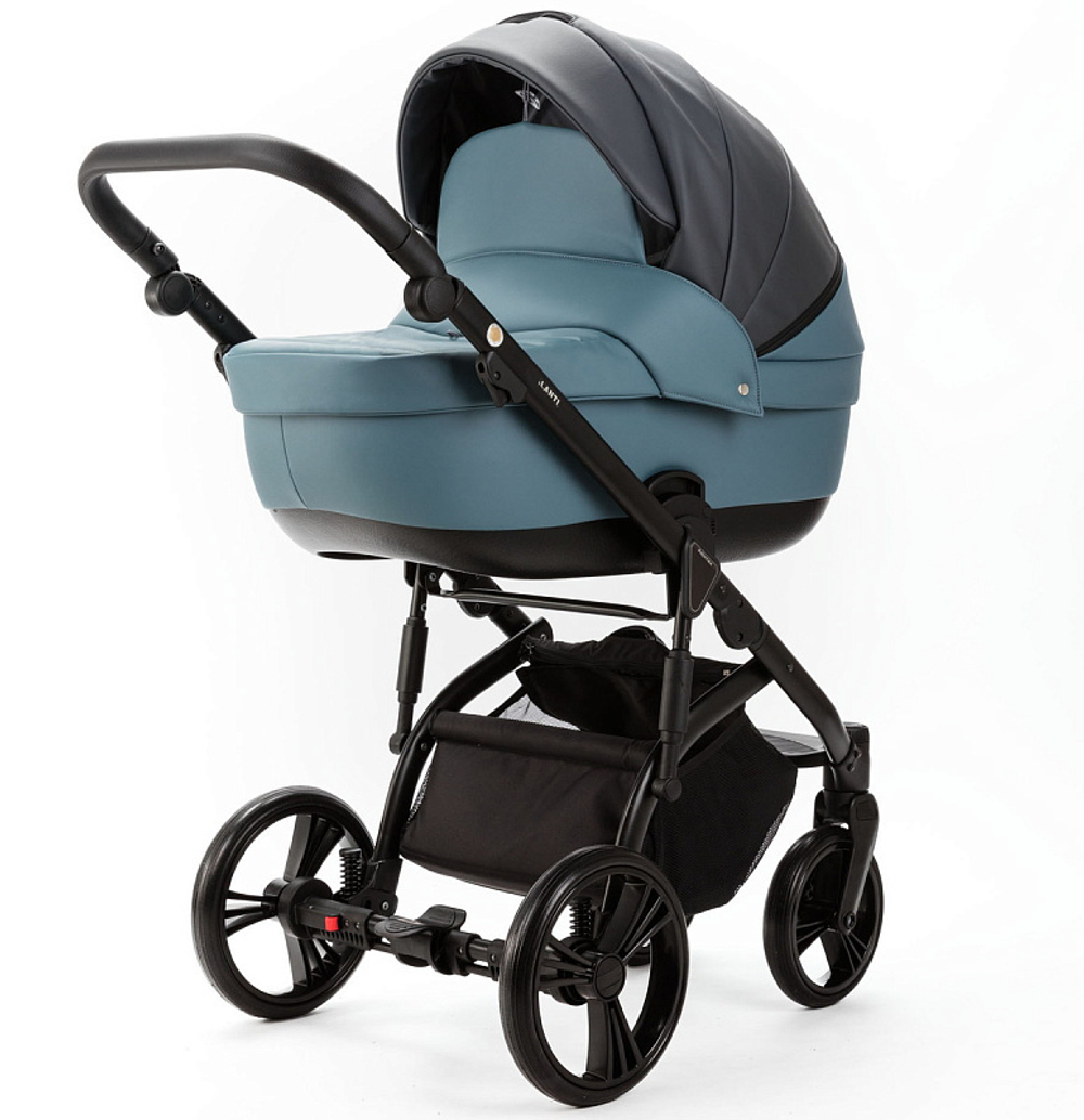 Детская коляска Adamex Lanti Deluxe 2 в 1 LN-SD42 (Т. СЕРАЯ. КОЖА + СЕРО-ГОЛУБ.КОЖА)