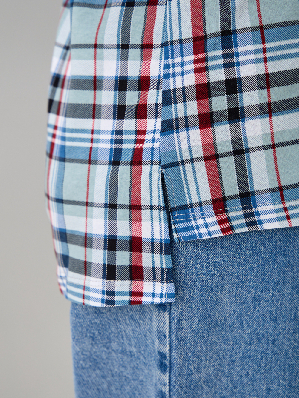 Блузка БЛ-131/клеткасерый-индигокрасный