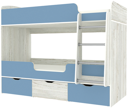 Кровать двухъярусная КарИВи Малыш Двойняшка 80х180 Винтерберг Светло-синий, голубой