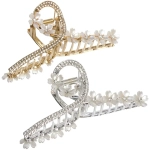 Заколка-краб для волос «AKS - DesignPRO», петля с сакурой, цвет золото и хром, 11.5*5см