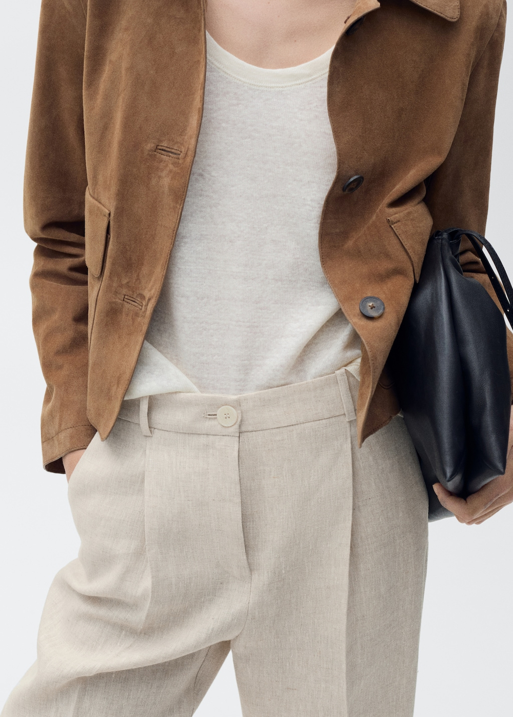 Льняные брюки с защипами