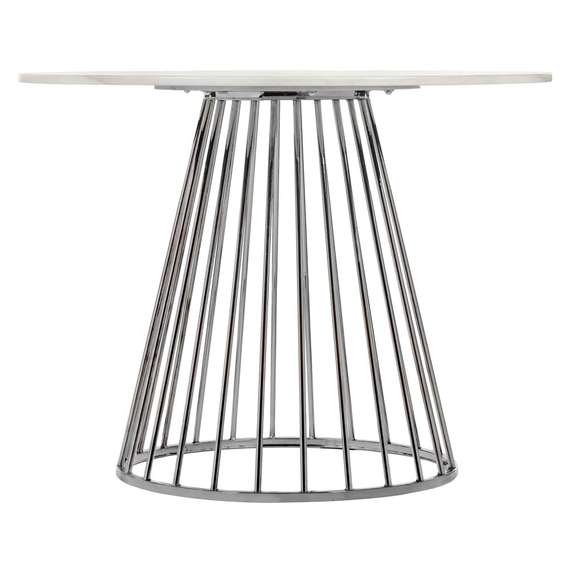 Стол Liverpool Ø100 см, белый мрамор с хромированными ножками