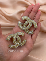 Брошь Шан. золотистая жемчуг в стразах