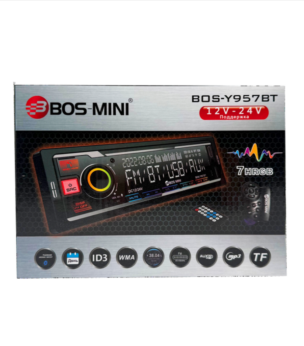 Автомагнитола FM/BT/USB/TFplayer (12-24V) BOS-MINI BOSXY957BT