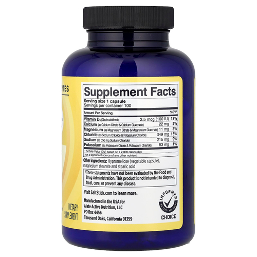 SaltStick, капсулы с электролитами, 100 вегетарианских капсул