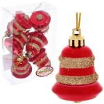 Ёлочные игрушки «Колокольчик» 4,5см красный (набор 6шт)
