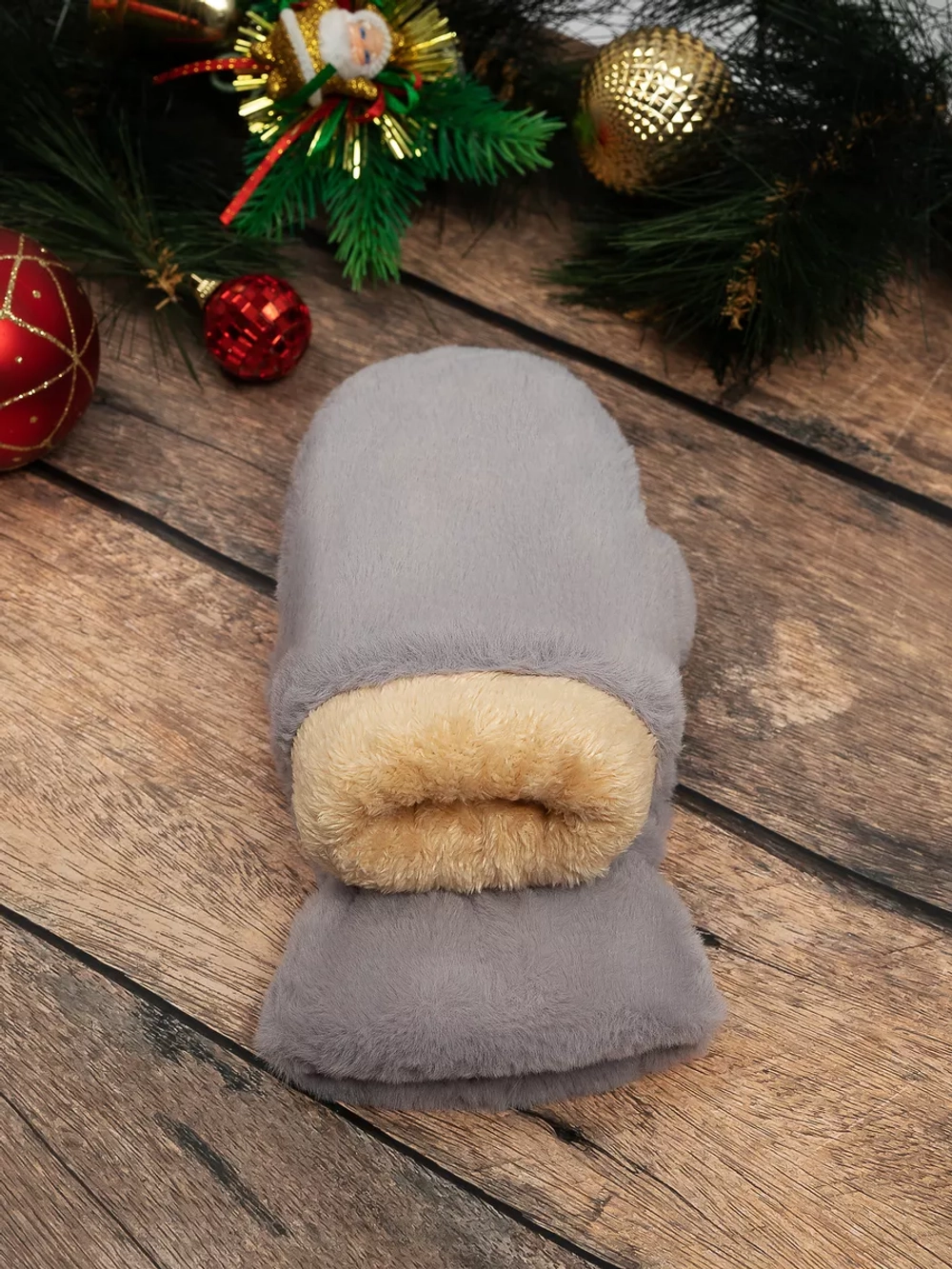 варежки зимние пушистые экомех