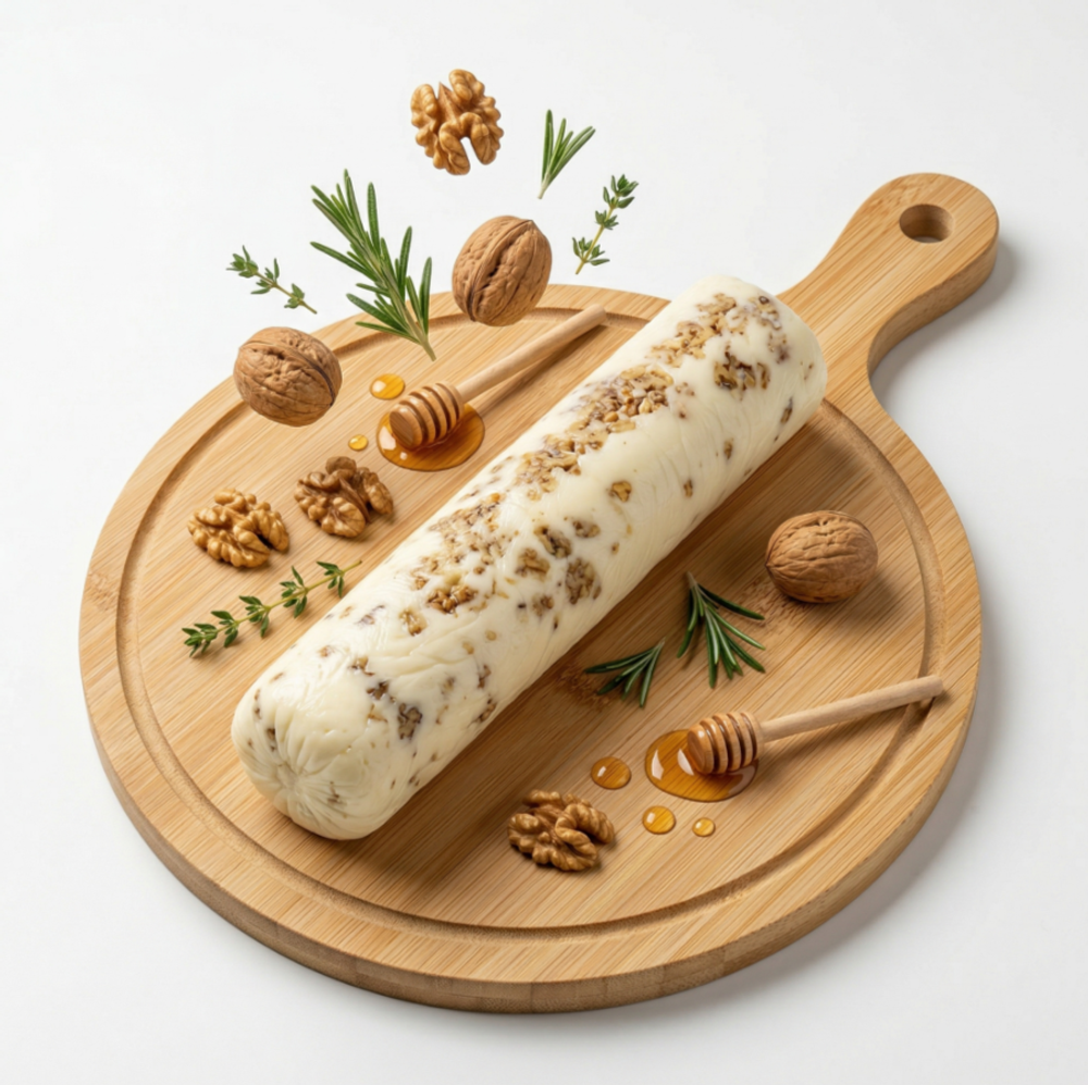 Сырный рулет из сулугуни с грецким орехом 24% 250 гр, КФХ Золотова