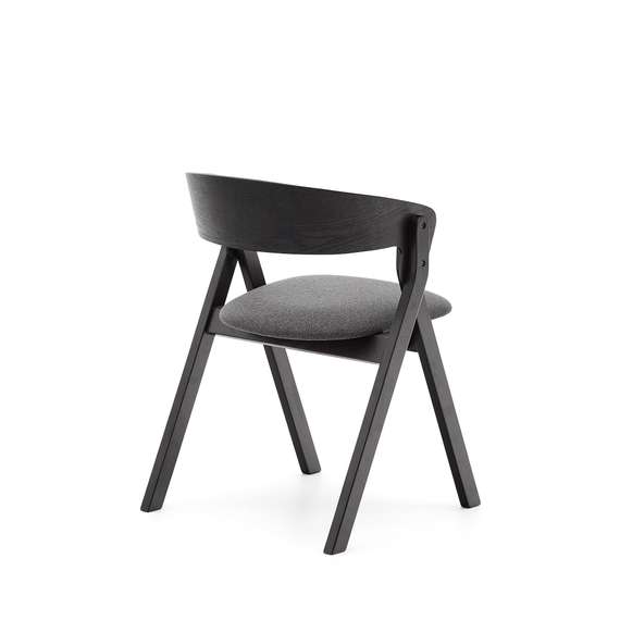 Стул Godia из дерева с черной отделкой и серым шениллом