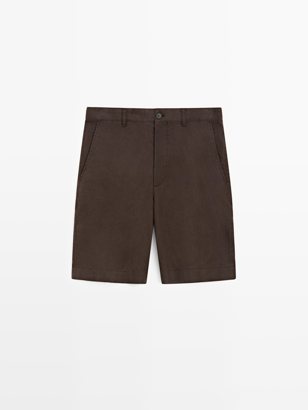 Massimo Dutti Длинные льняные бермуды, коричневый