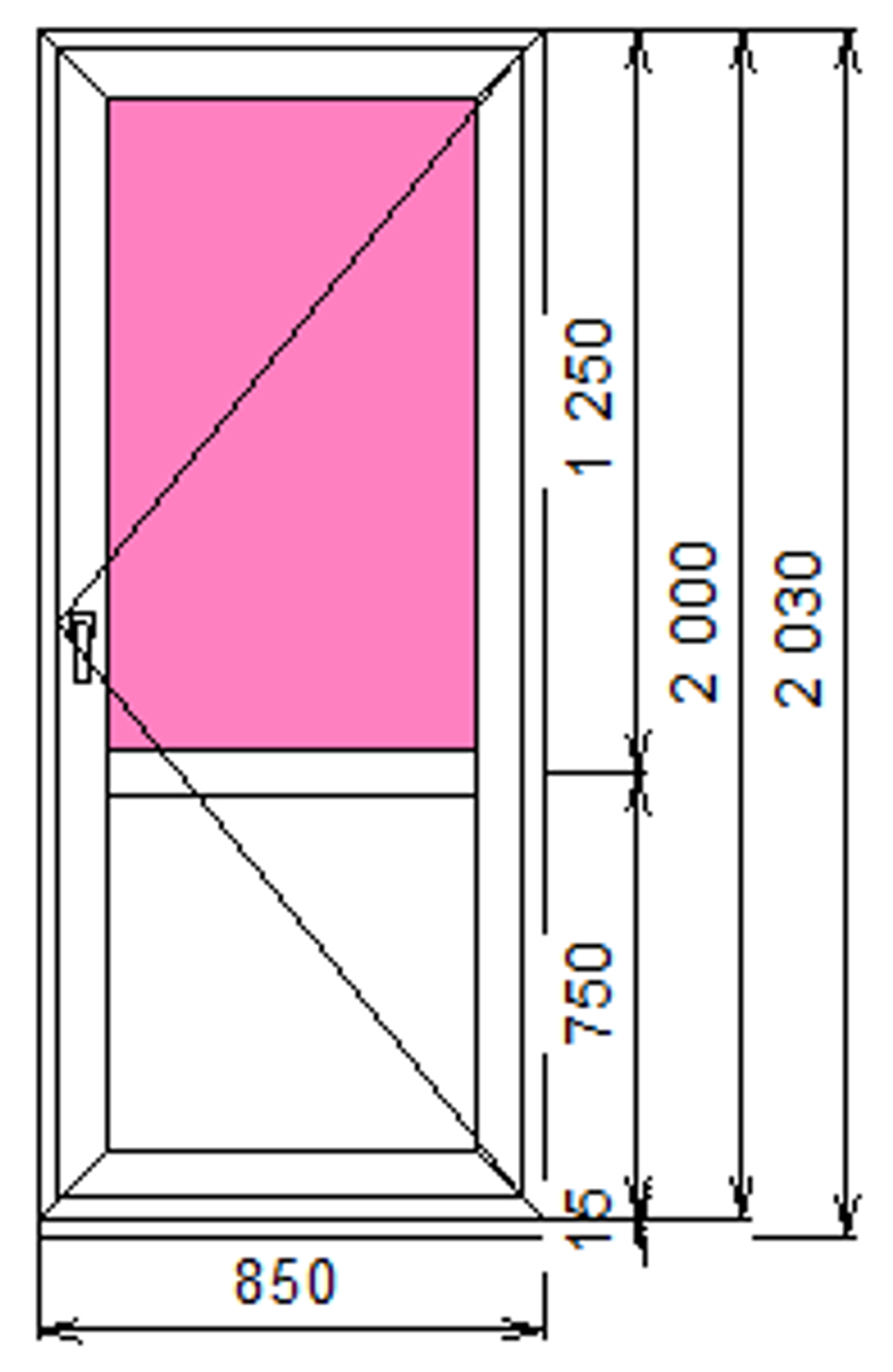 Дверь из ПВХ 2000 х 850