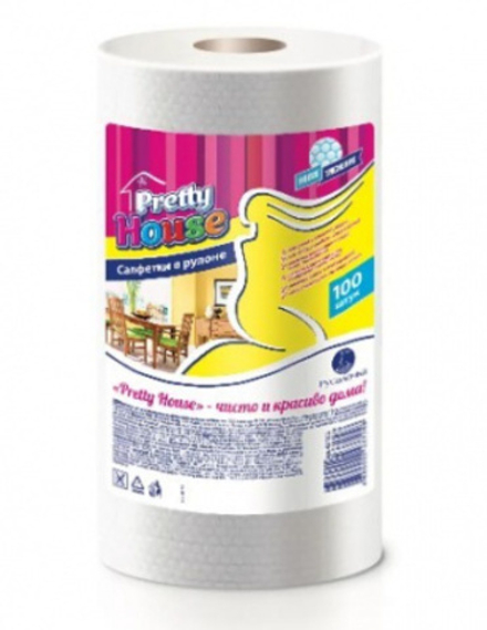 PRETTY HOUSE салфетки в рулоне 100шт