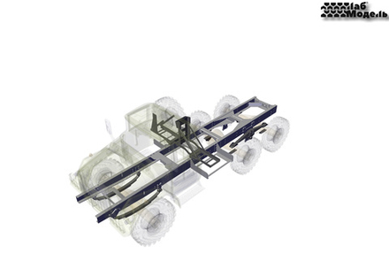 Стальная рама для грузовика ЗИЛ-131 с колесной формулой 6х6 в масштабе 1:10