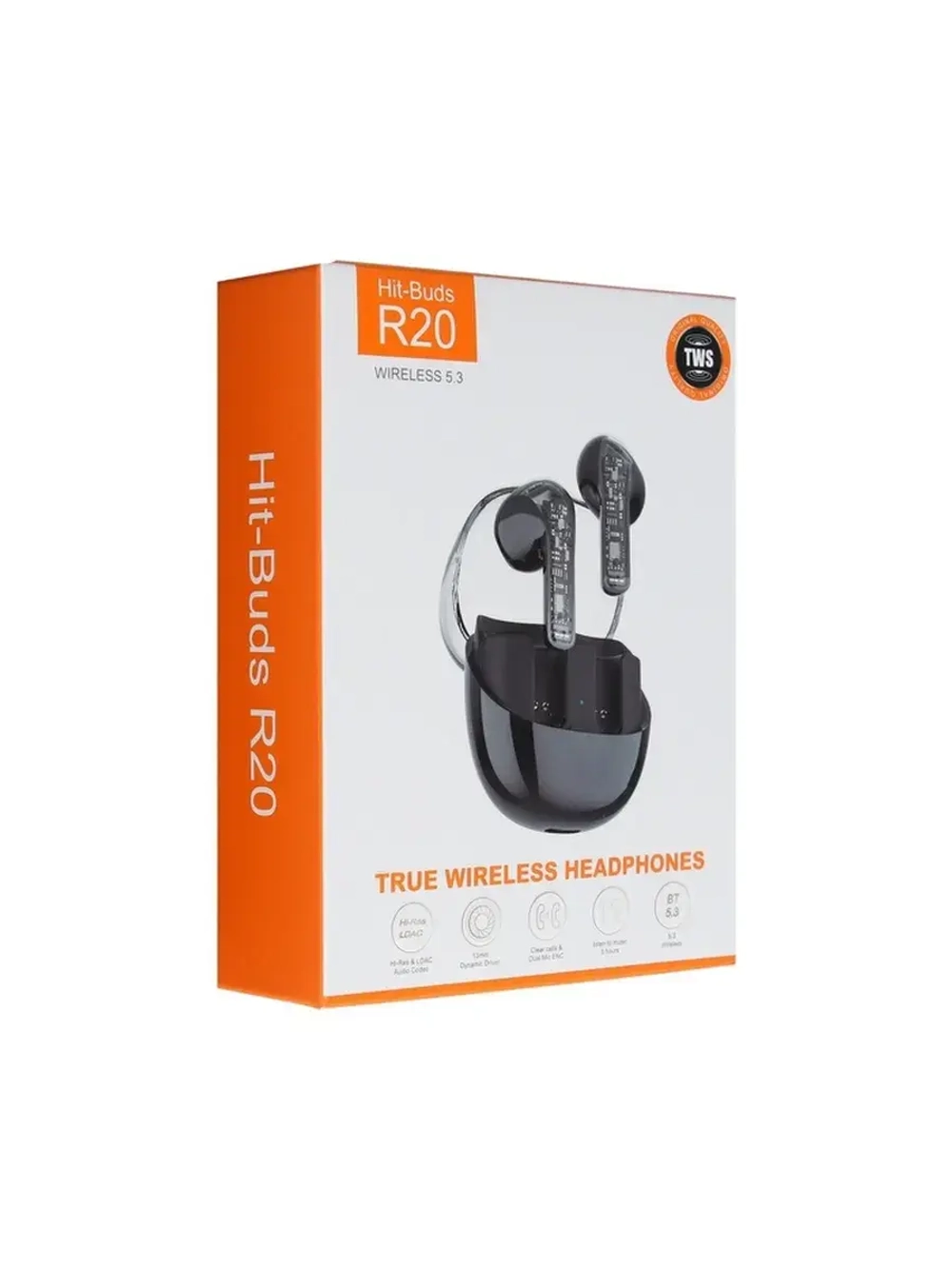 Наушники беспроводные R20, TWS, вкладыши, Bluetooth 5.3, 30/