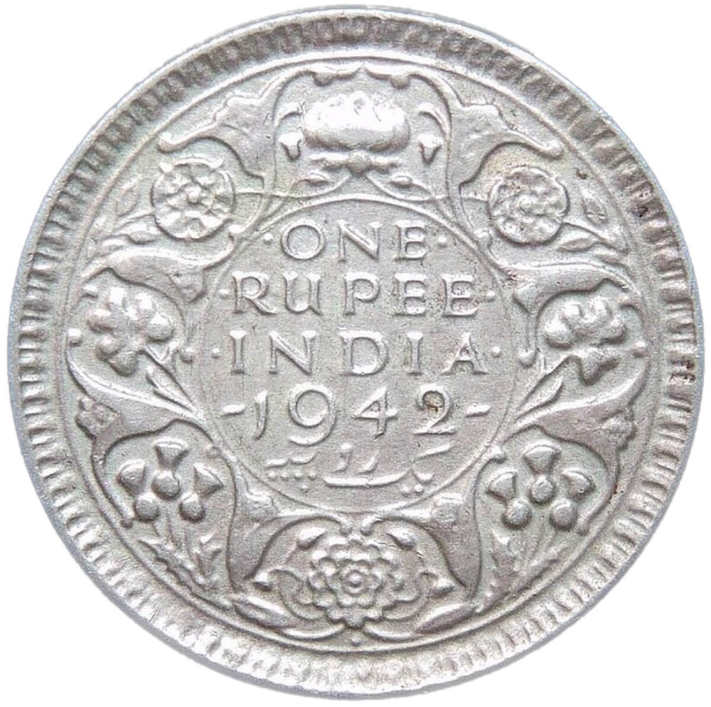 Индия (Британская) 1 рупии (rupee) 1942 серебро (VF)