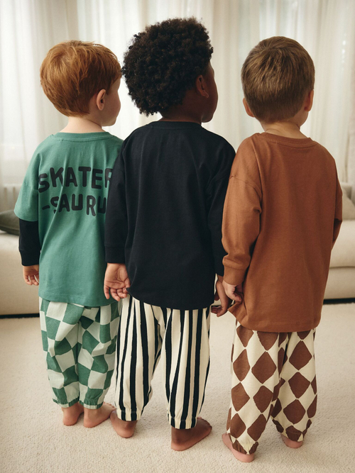 Лонгслив для мальчика Next B33-805, 3 шт., Зеленый, Черный, Кирпичный