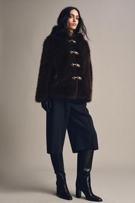 ZARA КОРОТКАЯ ШУБА ИЗ ИСКУССТВЕННОГО МЕХА — ZW COLLECTION, КОРИЧНЕВЫЙ/ЗЕЛЕНЫЙ