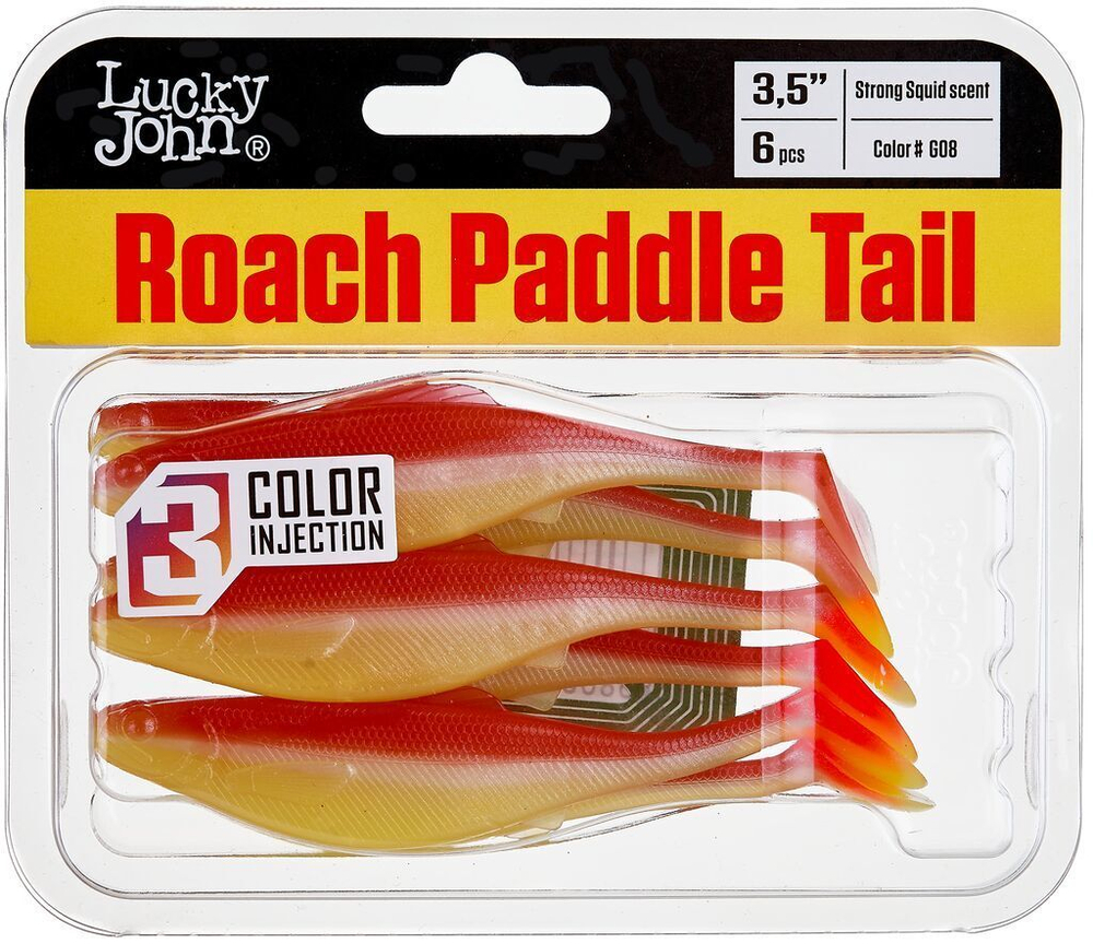 Виброхвост Lucky John Roach Paddle Tail 3.5in (8,9 см), цвет G08, 6 шт.