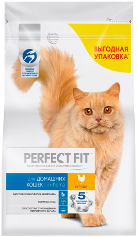 Корм Perfect Fit, для домашних кошек, курица, 650 гр.